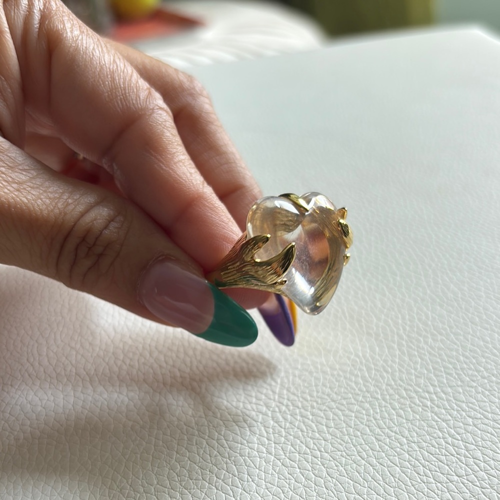 Gold and Clear Heart Ring